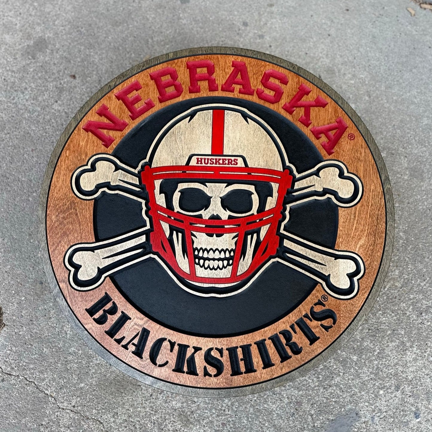 Nebraska Blackshirts Wood Sign