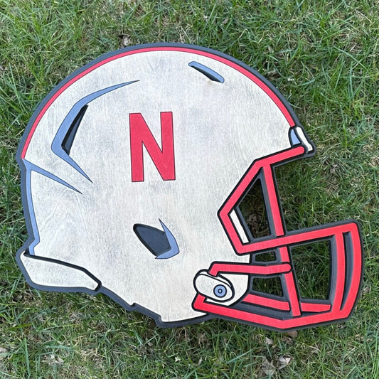 Nebraska Cornhuskers Helmet Wood Sign