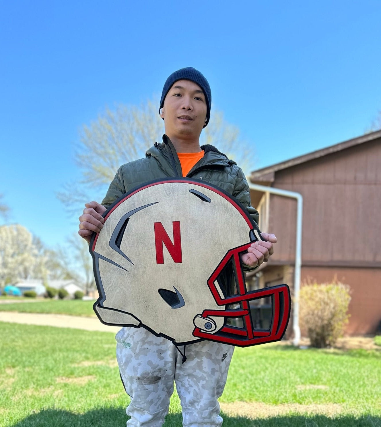 Nebraska Cornhuskers Helmet Wood Sign