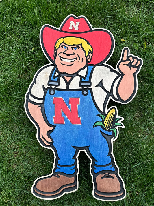 Nebraska Cornhusker Herbie Husker Wood Sign