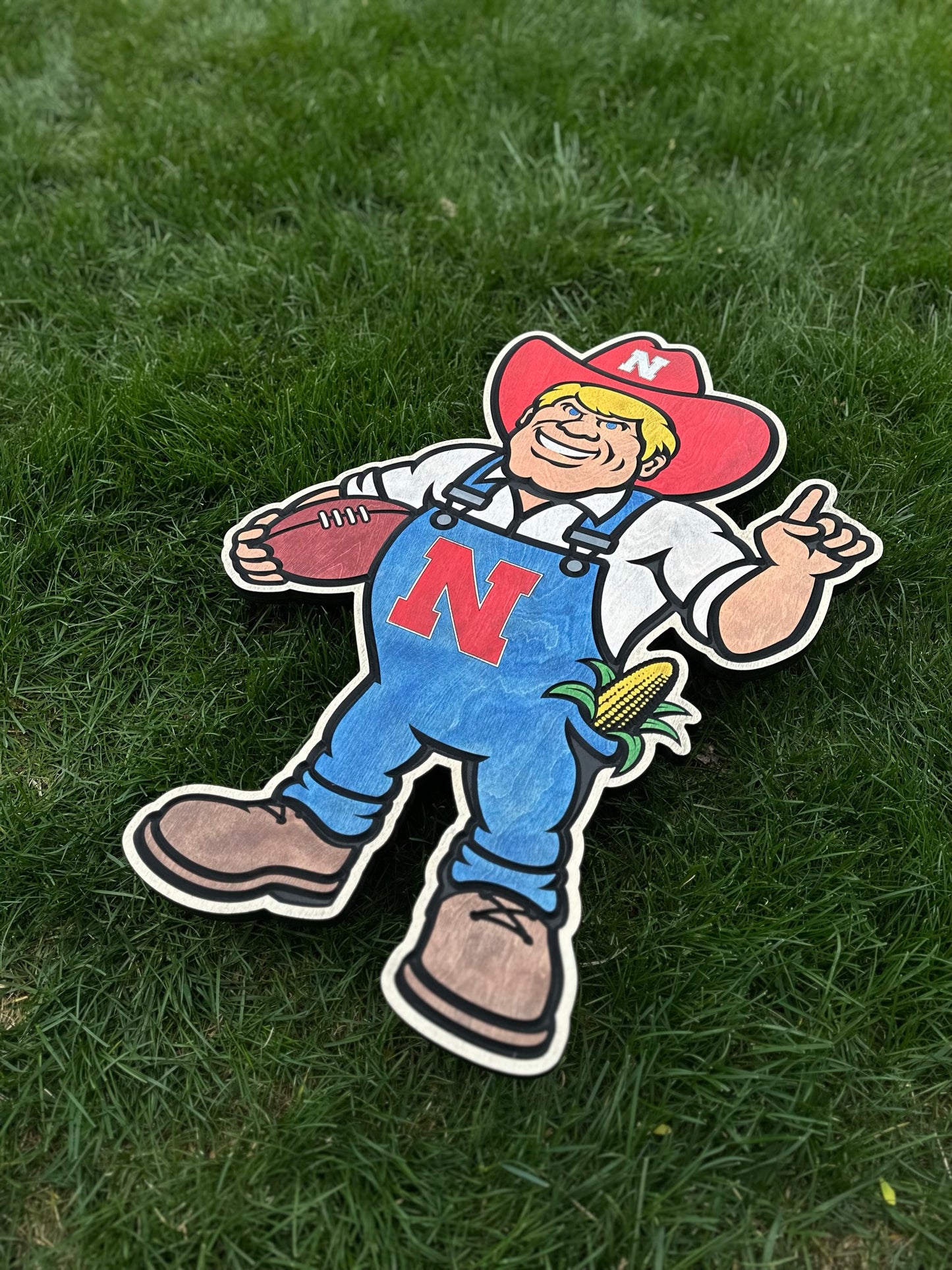 Nebraska Cornhuskers Herbie Huskers Wood Sign