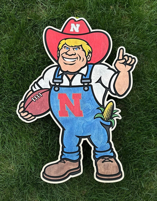 Nebraska Cornhuskers Herbie Huskers Wood Sign