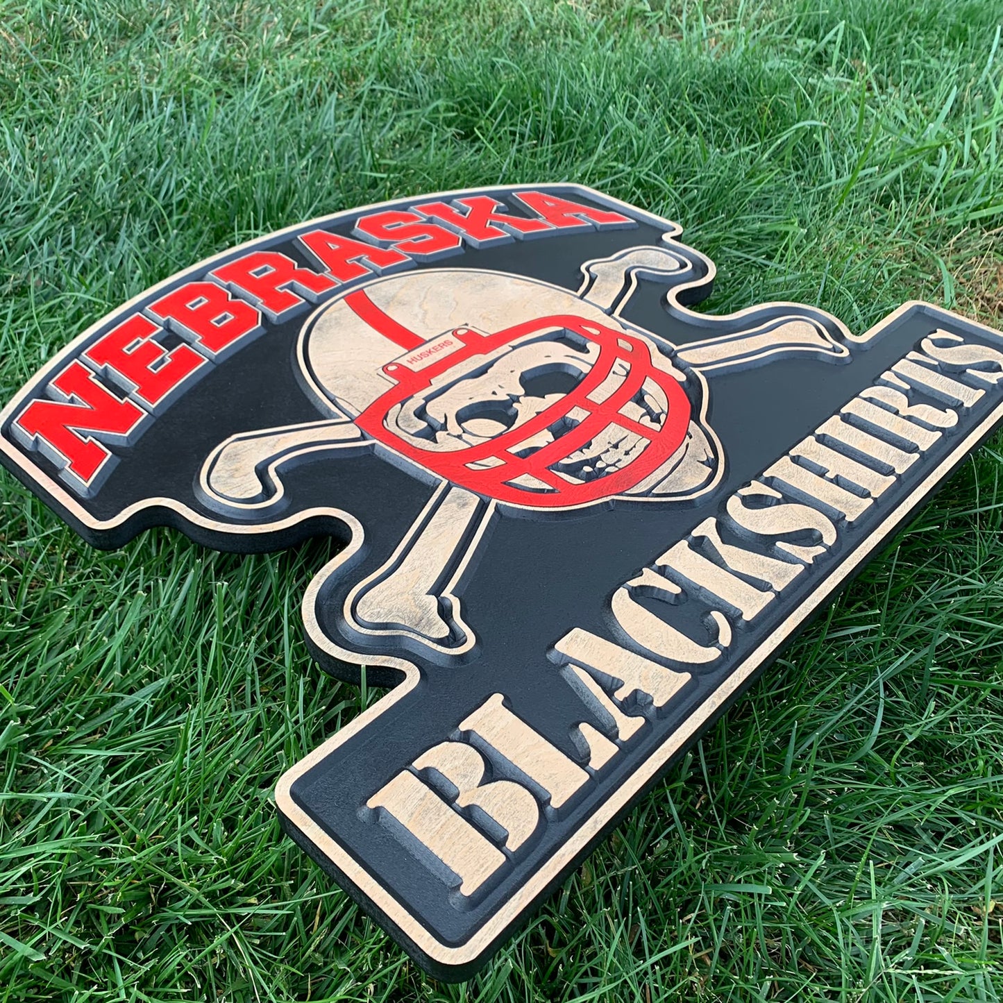 Nebraska Blackshirts Wood Sign