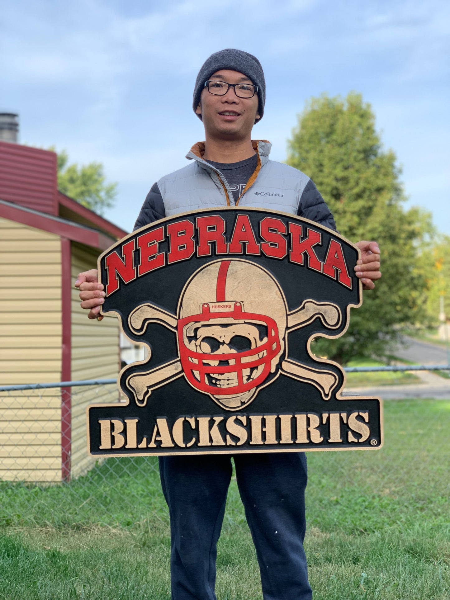 Nebraska Blackshirts Wood Sign