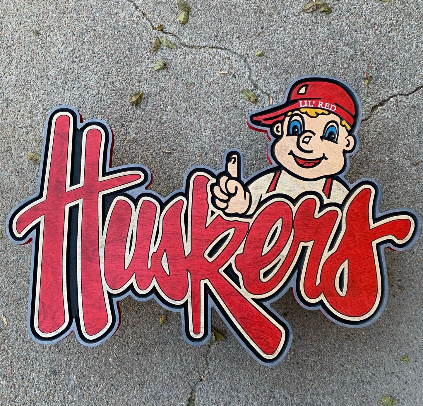 Nebraska Cornhuskers LIL Red Huskers Wood Wall Sign